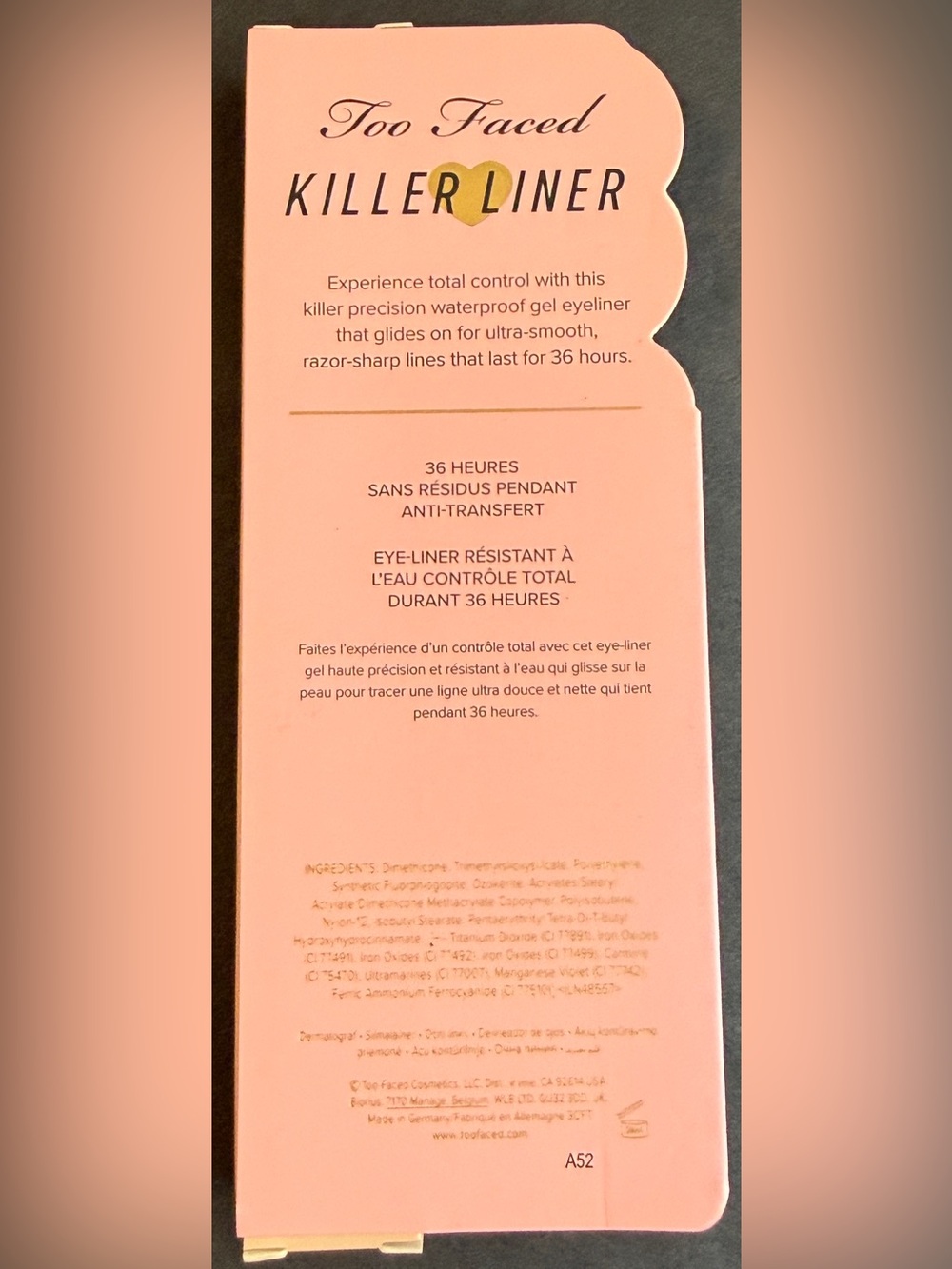 Too Faced Killer Liner 36 Hour Waterproof Gel Eyeliner Killer Cashmere NIB - Picture 2 of 3